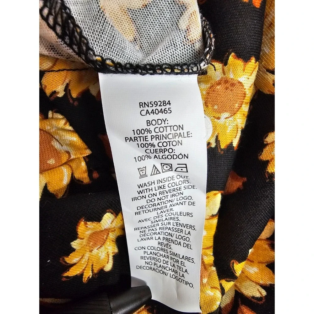 Children's Place Black Dress with Sunflowers Knee Length Short‎ Slv Size XL 14